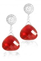 Diamond Studs with detachable Briolettes - Ruby