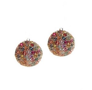 Interchangeable Line earring - Cognac and White Diamonds - Pave ball drop