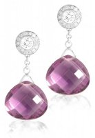 Diamond Studs with detachable Briolettes - Ruby