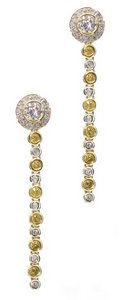 Interchangeable Line earring - Multi-Sapphire - Pave ball drop *