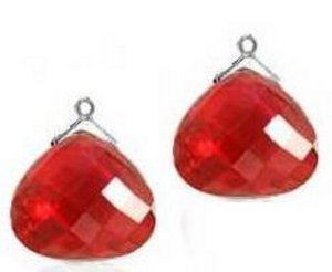Interchangeable Line Earring - Diamond and Cognac - With detachable Ruby Briolettes