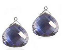 Interchangeable Line Earring - Diamond - With detachable Emerald Briolettes