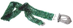 Filigree Diamond buckle with Emerald bead double strap