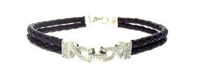 Plaited leather bracelet with Diamond motif