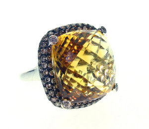 Large cushion cut Citrine ring