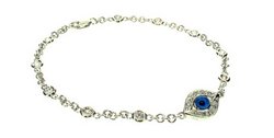 Diamond link bracelet set with double sided Evil Eye motif - 10 diamonds