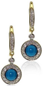 Diamond hook earrings with Diamond set round drop
