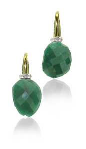 Emerald rock on hoop earrings