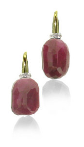 Ruby rock on hook earrings