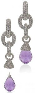 Fat link Diamond earrings- Citrine