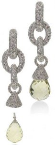 Fat link Diamond earrings- Citrine