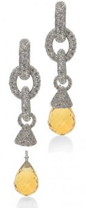 Fat link Diamond earrings- Citrine