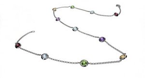 Semi precious multi-colour chain necklace