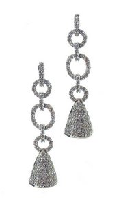Diamond studs with long detachable oval link - South Sea Pearl