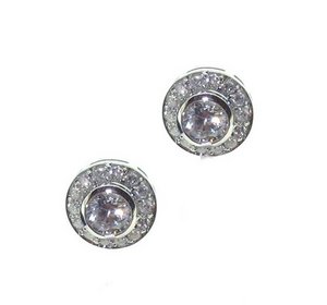 Diamond studs with long detachable oval link - South Sea Pearl