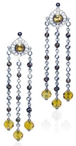 Triple drop Diamond earrings - Citrine