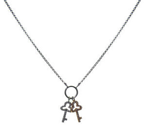 Double Diamond key on hoop necklace
