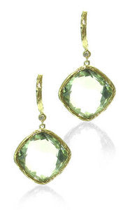 Green Amethyst square drop earrings