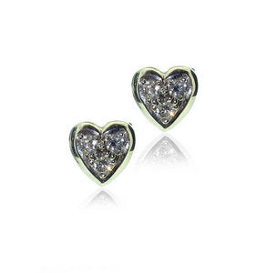 Triple Diamond heart studs - 7mm