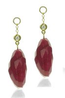 Half Diamond hoops with Ruby and Diamond drops