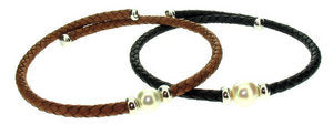 Leather choker with large South Sea Pearl - Black