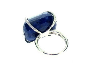 Sapphire Rock and Diamond crossover ring