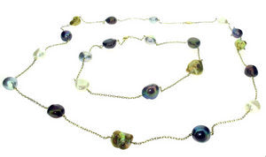 Multi-colour freshwater Pearl & chain necklace