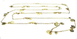 Very long, gold plated disc neckace