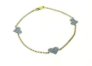 Heart bracelet - fully set Diamond - Triple