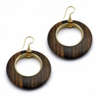Rosewood & Gold plated deco Earrings