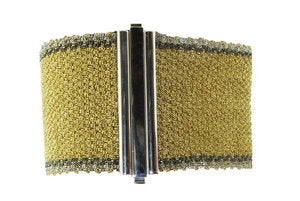 Woven silk and Silver - Gold, double edged stripe cuff