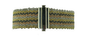 Woven silk and Silver - multi-colour Gold stripe - slim
