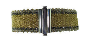 Woven silk and Silver - Gold double stripe edge - slim cuff