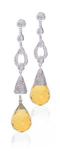 Interchangeable 'Antique' Diamond earrings - Citrine
