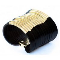 Exotic black leather cuff with Gold plated adornment