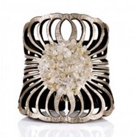 Intricate cut leather cuff with Citrine stones