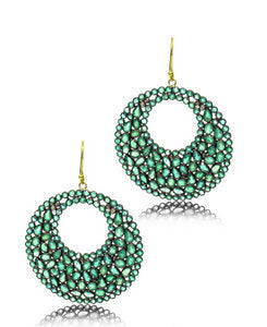 Indian Emerald & Diamond large round earring