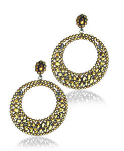 Indian Citrine & Diamond Round Door Knocker Earrings