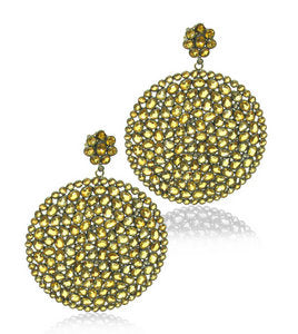 Indian Citrine Large Round Disc Earrings
