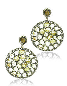 Indian Golden Rutilated Diamond Earrings