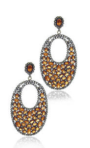 Indian Citrine & Diamond oval earrings