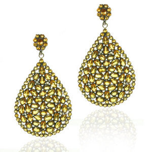 Indian Citrine & Diamond teardrop earrings
