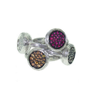Alexandra Ring - small round - pave set with Rubies - white Gold