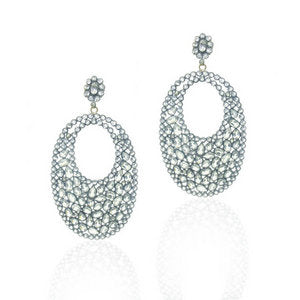 Indian Earrings - White Topaz and Diamond Earrings