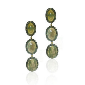 Indian Earrings - Labradorite Triple Drop Earrings