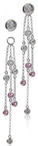 Diamond stud & medium Diamond & pink Sapphire shower