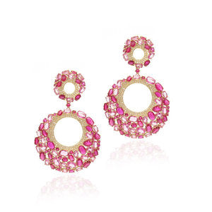 Large double drop Ruby earrings