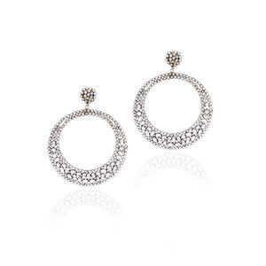 White Topaz Large Round Earrings