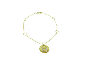 Diamond Love Letter Round Disc Bracelet