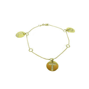 Diamond Love Letter Round Disc Bracelet